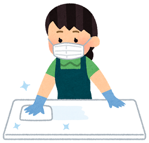 消毒する店員イメージ